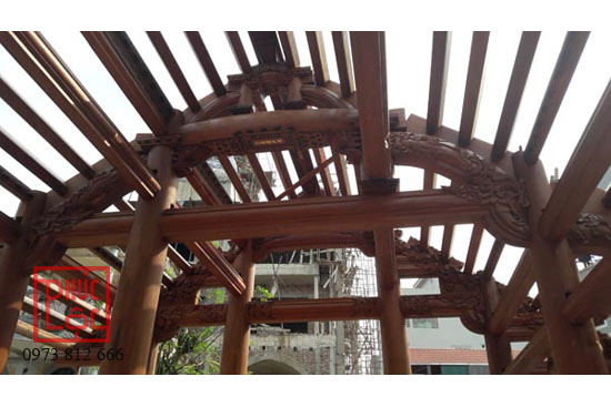Nhà gỗ cổ truyền 3 gian 2 dĩ gỗ Lim Lào kiến trúc nhà gỗ truyền thống Bắc Bộ