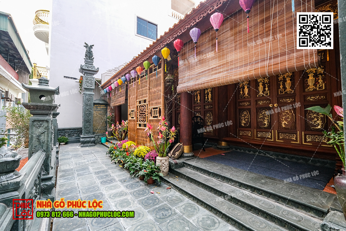 Hiên nhà gỗ lim lào 3 gian