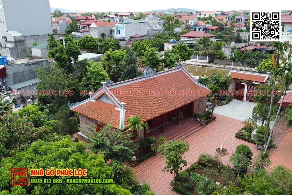 Mẫu nhà thờ tổ tiên 5 gian 2 chái có sân vườn