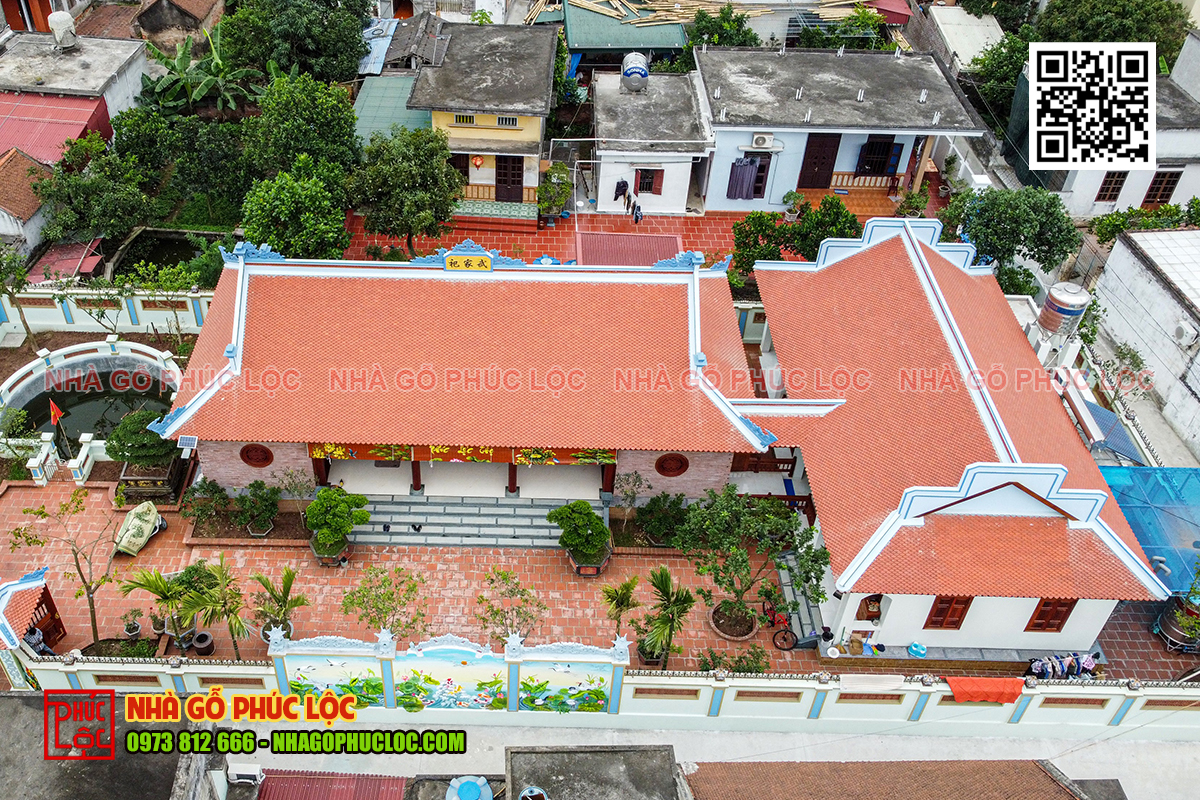 Nhà gỗ 5 gian 2 buồng gói 4 mái