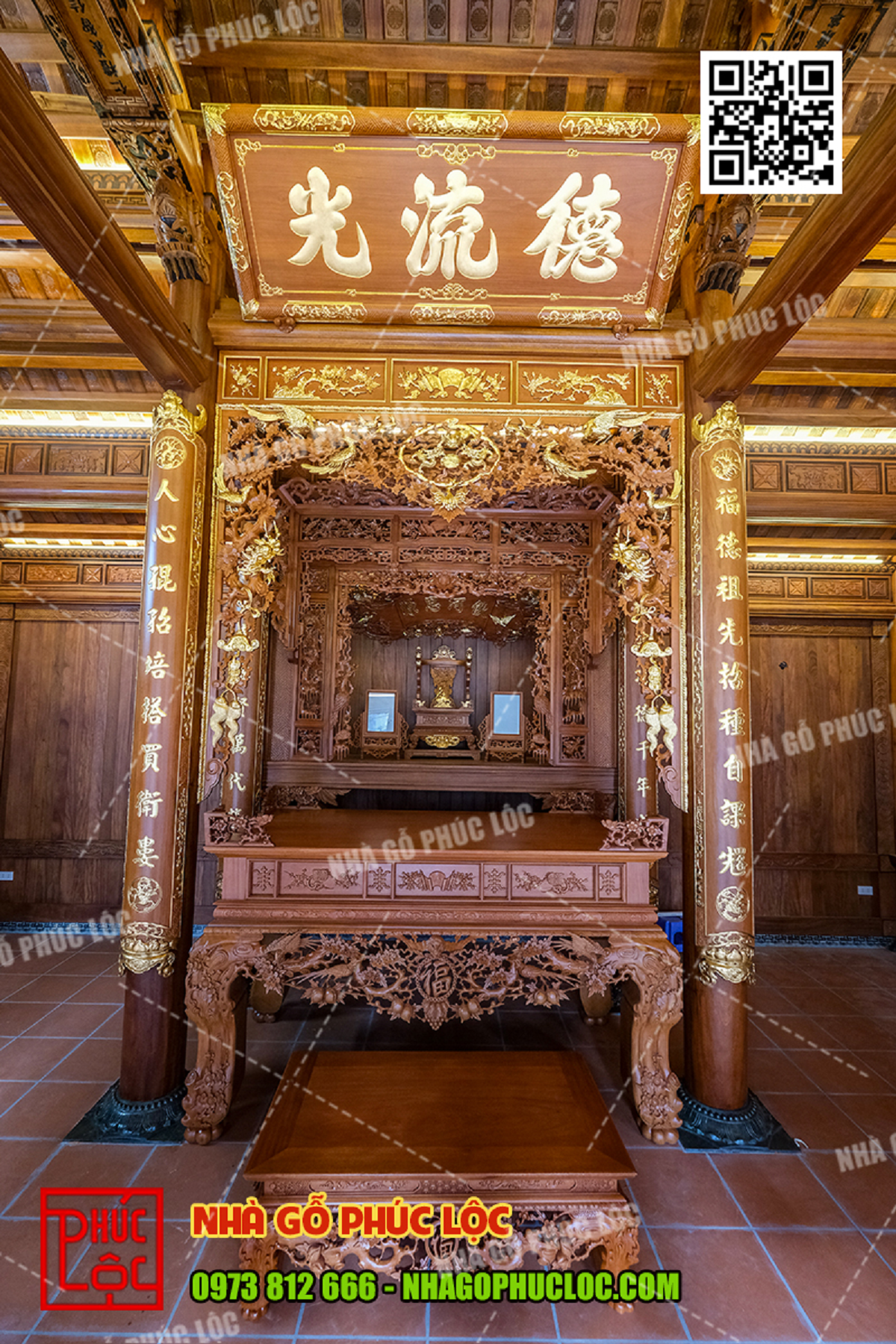 Bố trí dầm ngang dưới bàn thờ gia tiên