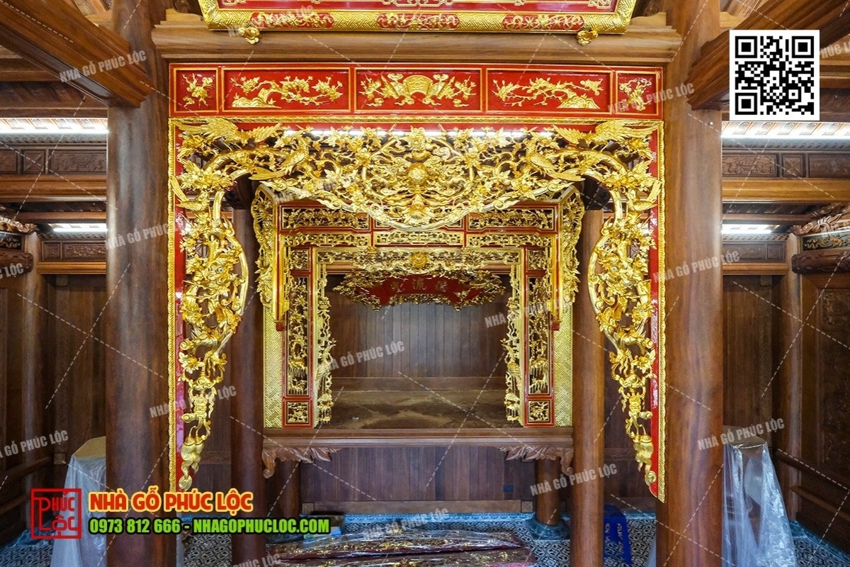 Cửa võng tứ linh sơn son thếp vàng