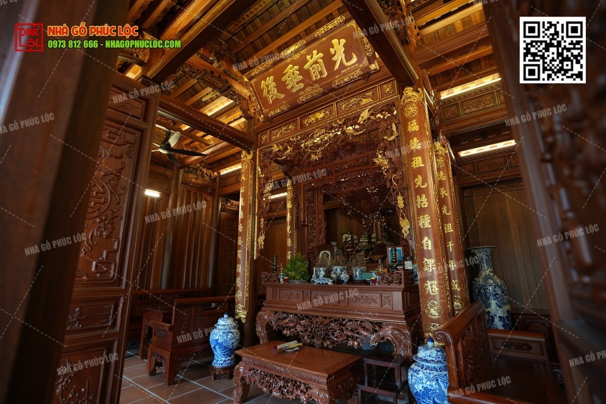 Những lưu ý khi thiết kế phòng thờ gia tiên trong nhà gỗ